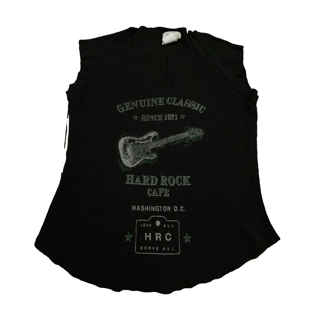HARD ROCK CAFE tank top black y2k grunge vintage graphic washington dc Medium